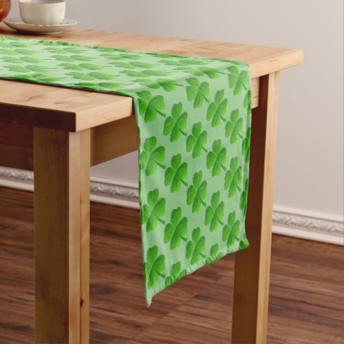 Green Four_Leaf Clover Pattern on Lime Green Short Table Runner