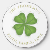 Green Four Leaf Clover Personalized Wireless Charger (Front)