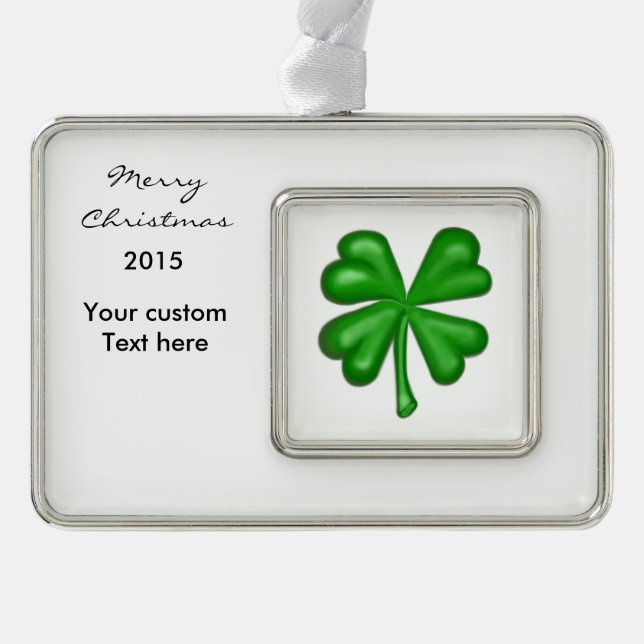 Green Four Leaf Clover Shamrock Ornament (Front)