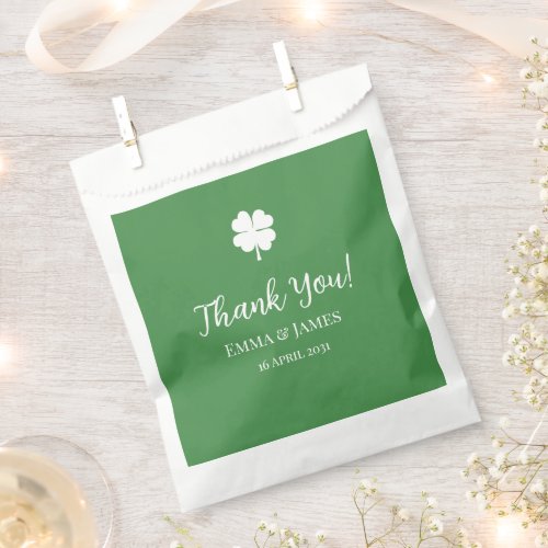 Green  Four Leaf Clover St Patricks Day Thank You  Favor Bag