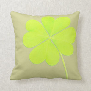Green Four Leaf Clover Throw Pillow