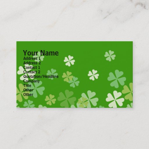 Customizable Green Four Leaf Clovers Design Business Cards