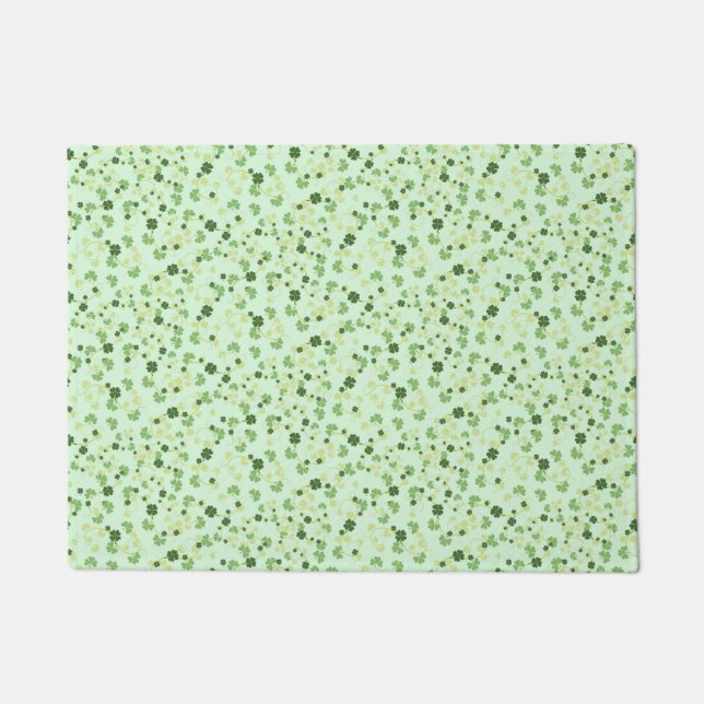 Green Four Leaf Clovers St Patricks Day Doormat (Front)