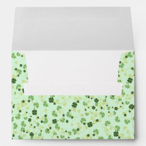 Green Four Leaf Clovers St Patricks Day Envelope