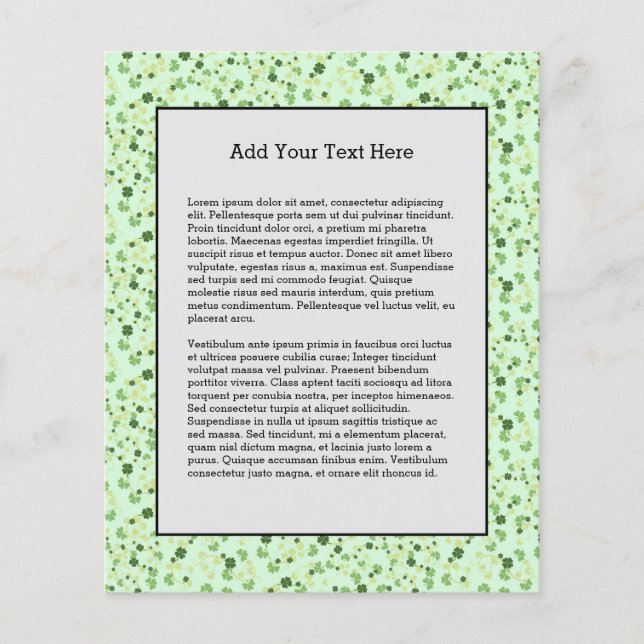 Green Four Leaf Clovers St Patricks Day Flyer (Front)