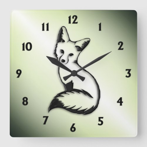 Green Fox   Square Wall Clock