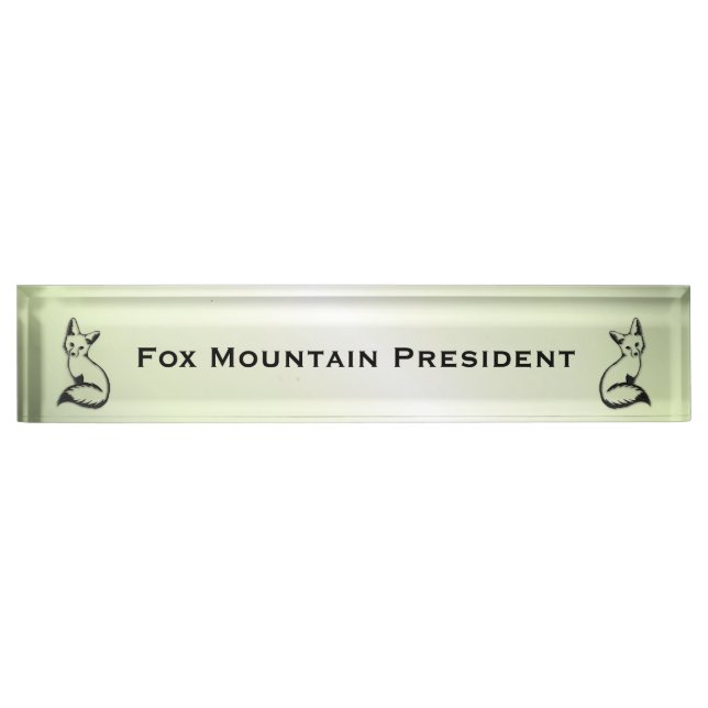 Green Fox Tailored Text Desk Name Plate (Front)