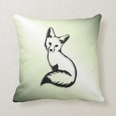 Green Fox Throw Pillow