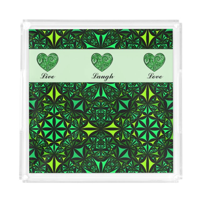 Green Fractal Acrylic Bathroom Vanity Tray (Front)