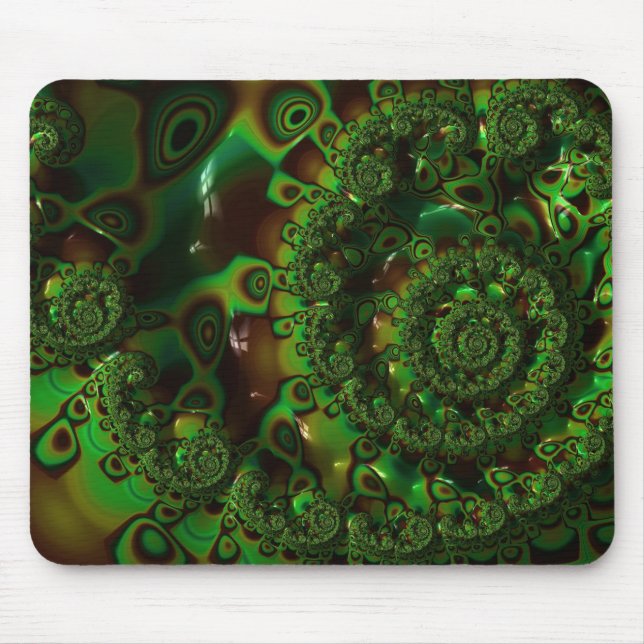 Green Fractal Art Shell Mouse Pad (Front)