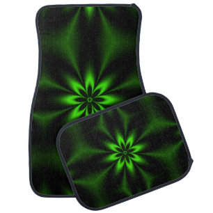 Green Fractal Burst Car Mats