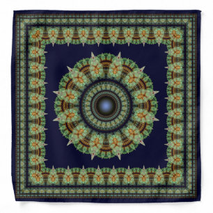 Green fractal fairy oriental pattern bandana