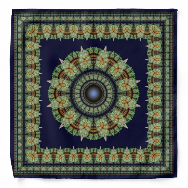 Green fractal fairy oriental pattern bandana (Front)