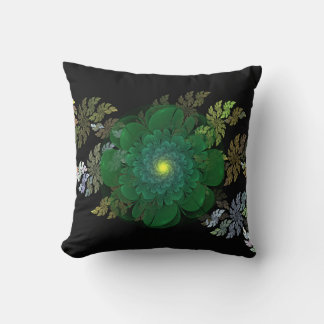 Green Fractal Flower Pillow