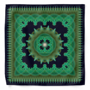 Green fractal ornate pattern bandana