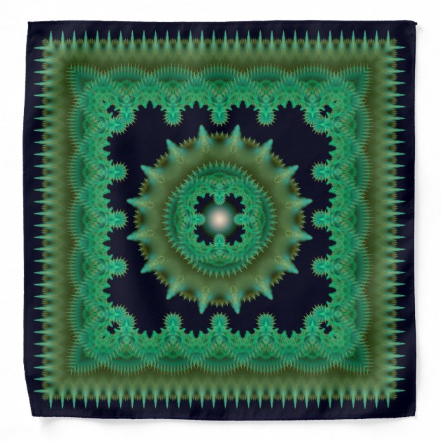 Green fractal ornate pattern bandana (Front)