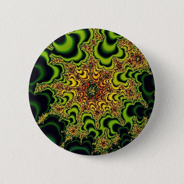 Green fractal pinback button (Front)