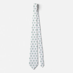 Green Fractal Star Snowflake Christmas Tree White Neck Tie