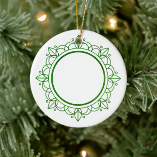 Green Frame Elegant Customizable Christmas Ceramic Ornament