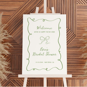 Green Frame Ribbon Bridal Shower Welcome Sign