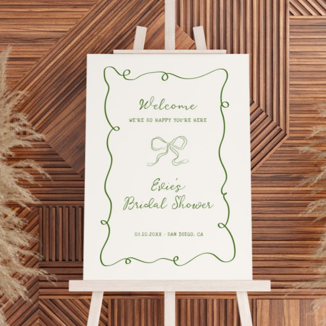 Green Frame Ribbon Bridal Shower Welcome Sign (Creator Uploaded)