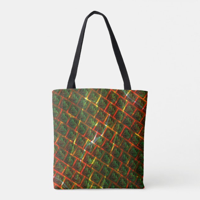 'Green framed eyes', scratches or red grid. Tote Bag (Back)