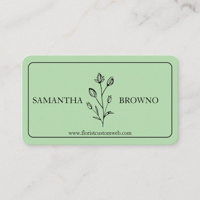Green Framed Flower Business Card (Front)