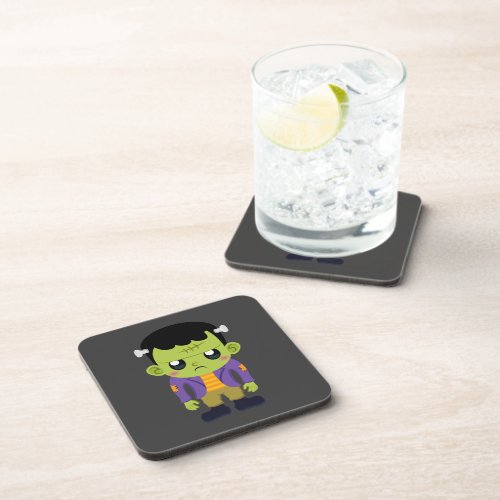 Green Frankenstein Monster Halloween Beverage Coaster