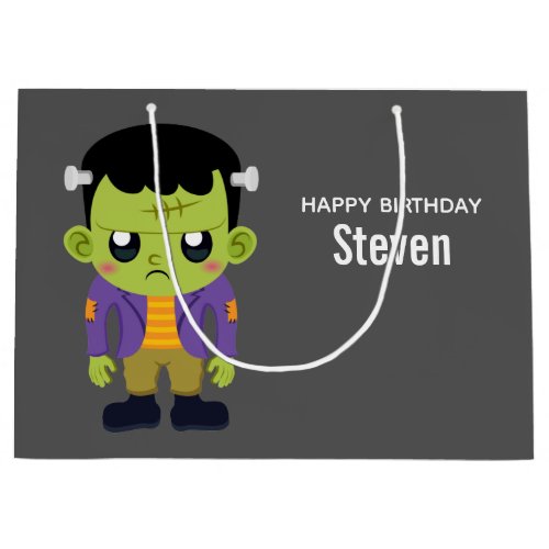 Green Frankenstein Monster Halloween Birthday Large Gift Bag