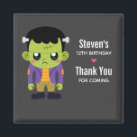 Green Frankenstein Monster Halloween Birthday Magnet<br><div class="desc">Thank you magnet with a fun Halloween image featuring a green Frankenstein monster.</div>