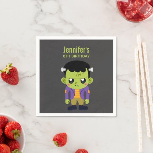 Green Frankenstein Monster Halloween Birthday Napkins