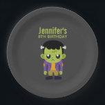 Green Frankenstein Monster Halloween Birthday Pape Paper Plates<br><div class="desc">Halloween birthday paper plates with a fun Halloween image featuring a green Frankenstein monster.</div>