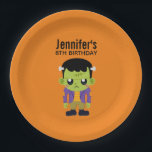 Green Frankenstein Monster Halloween Birthday Paper Plates<br><div class="desc">Halloween birthday paper plates with a fun Halloween image featuring a green Frankenstein monster.</div>