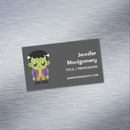 Green Frankenstein Monster Halloween Business Card Magnet