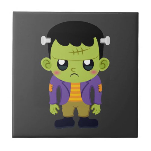 Green Frankenstein Monster Halloween Ceramic Tile