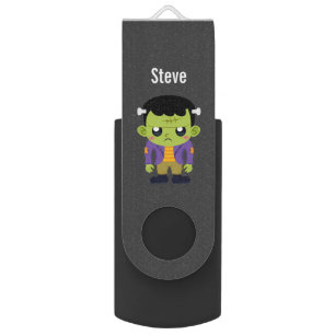 Green Frankenstein Monster Halloween Flash Drive