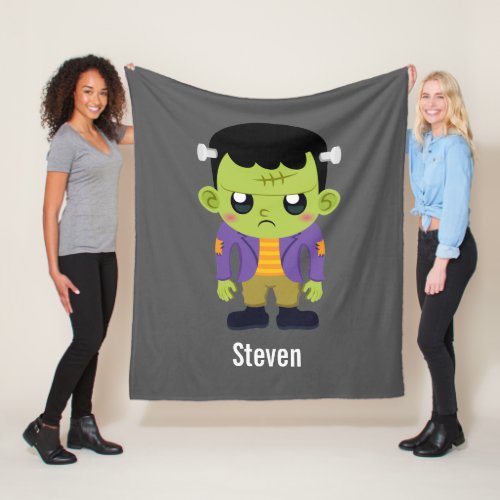 Green Frankenstein Monster Halloween Fleece Blanket