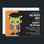 Green Frankenstein Monster Halloween Invitation<br><div class="desc">A Halloween birthday invitation with a fun Halloween image featuring a green Frankenstein monster.</div>