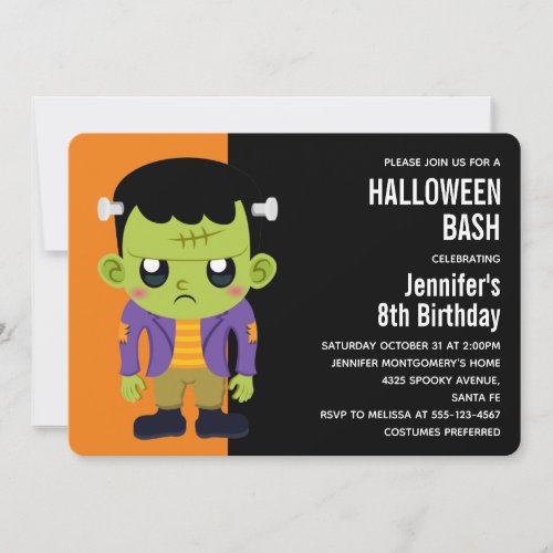 Green Frankenstein Monster Halloween Invitation