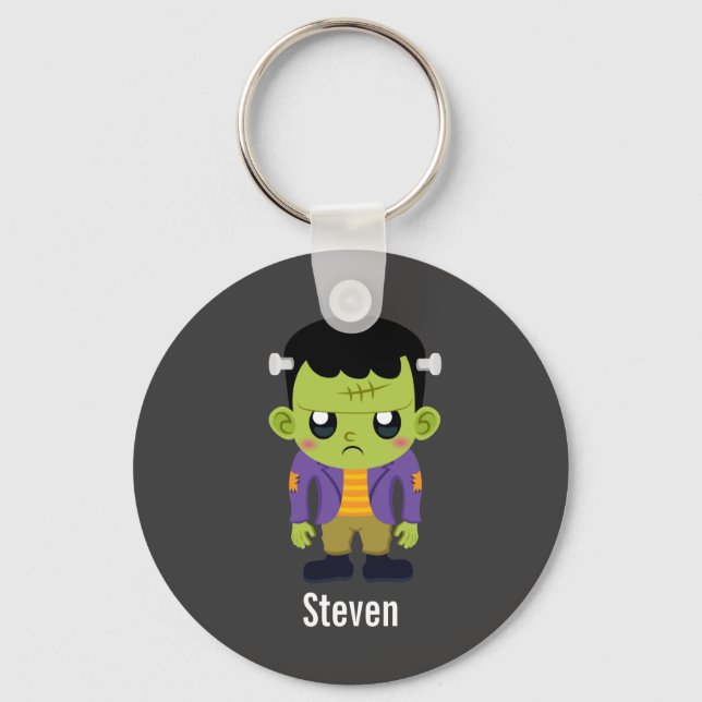 Green Frankenstein Monster Halloween Keychain (Front)