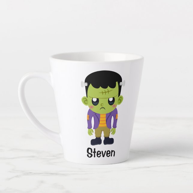 Green Frankenstein Monster Halloween Latte Mug (Left)