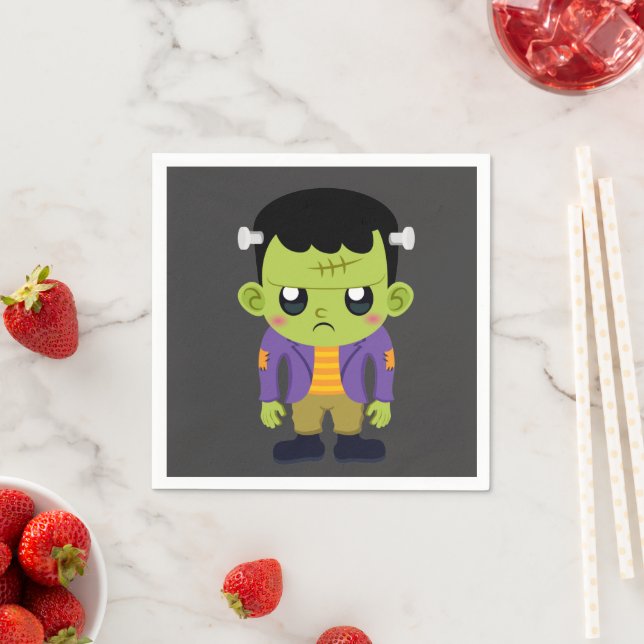Green Frankenstein Monster Halloween Napkins (Insitu)