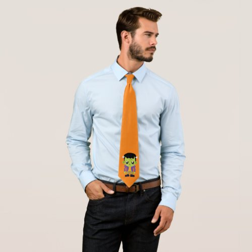 Green Frankenstein Monster Halloween Neck Tie