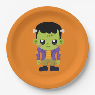 Green Frankenstein Monster Halloween Paper Plates