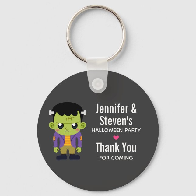 Green Frankenstein Monster Halloween Party Keychain (Front)