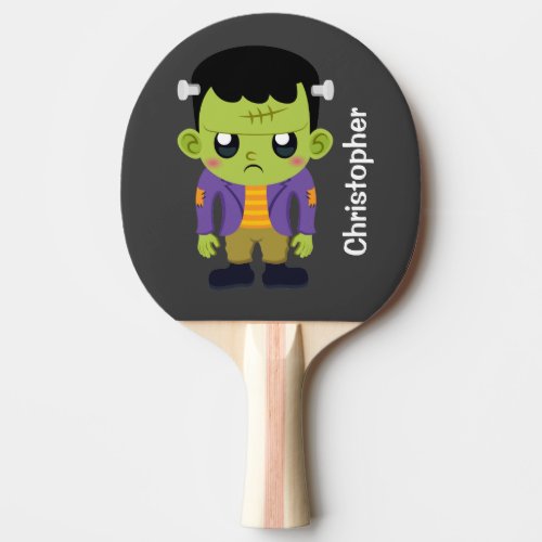 Green Frankenstein Monster Halloween Ping Pong Paddle