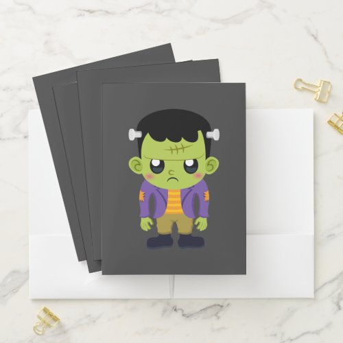 Green Frankenstein Monster Halloween Pocket Folder