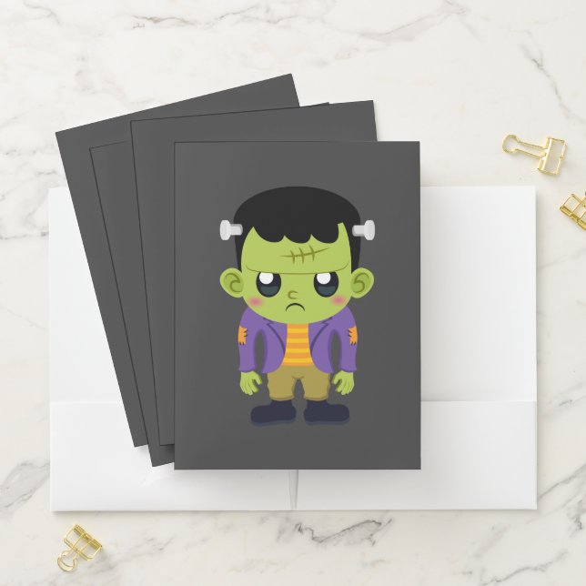 Green Frankenstein Monster Halloween Pocket Folder (In Situ)