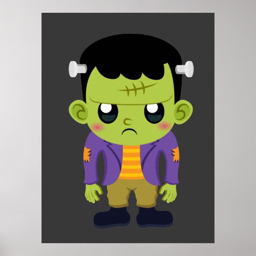 Green Frankenstein Monster Halloween Poster