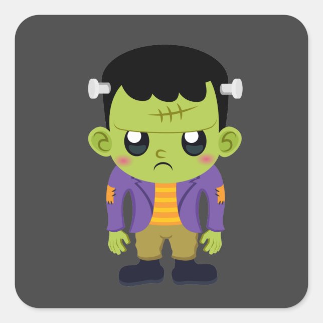 Green Frankenstein Monster Halloween Square Sticker (Front)